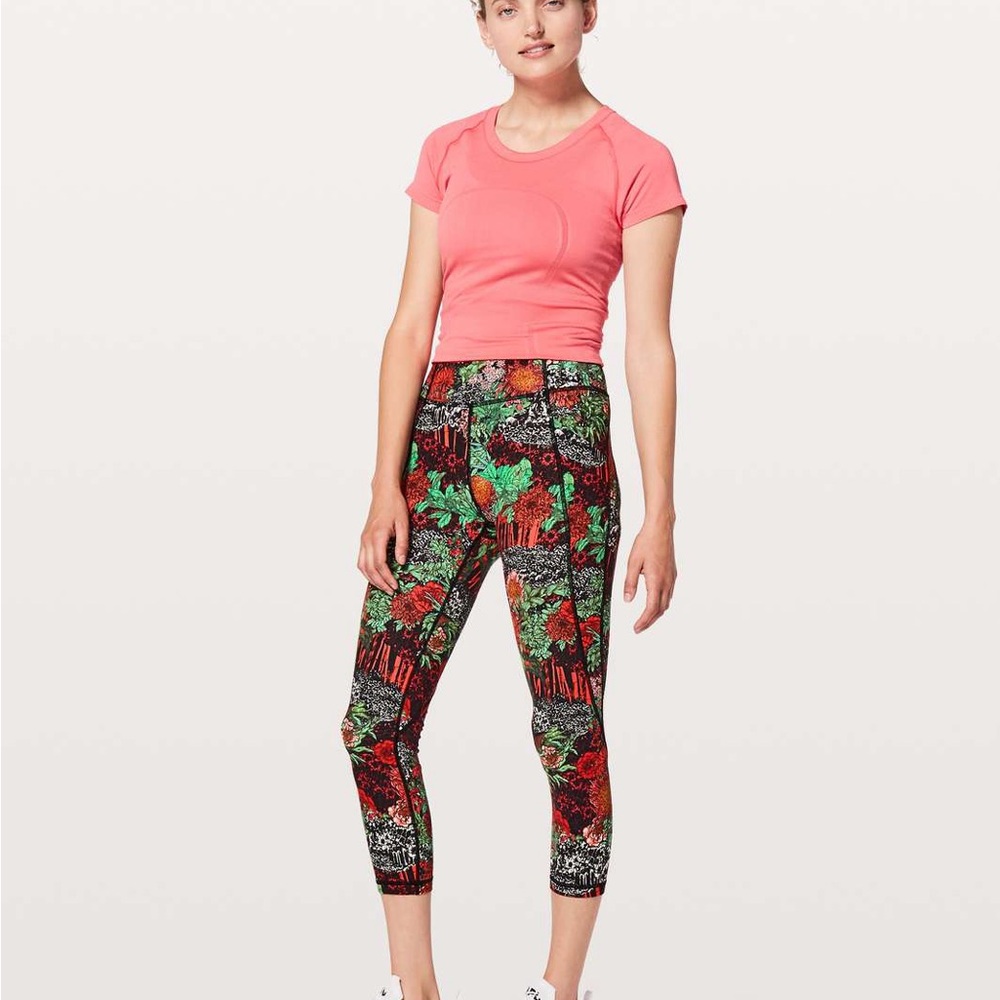 Lululemon Time to Sweat Crop Legging in Zen Garden Multi